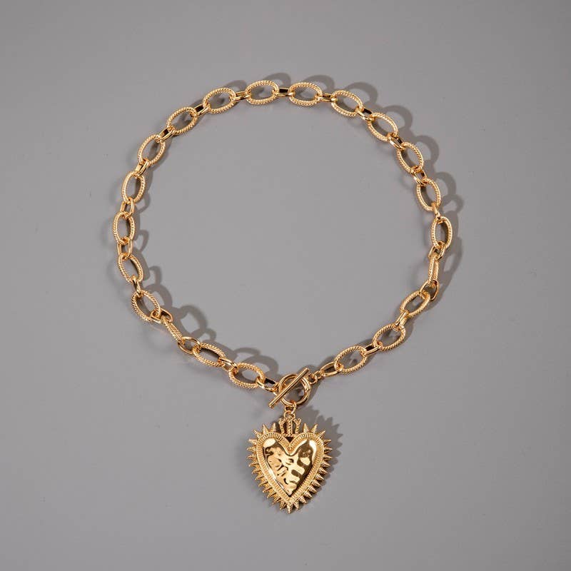 SPIKED HEART NECKLACE