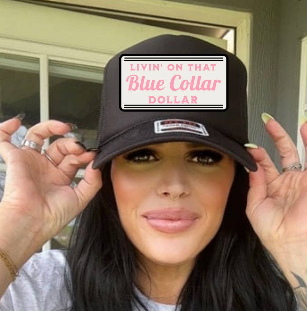 LIVIN THAT BLUE COLLAR DOLLAR TRUCKER HAT: RED
