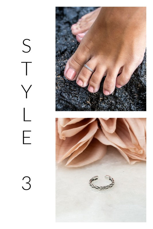 Sterling Silver Toe Rings (adjustable)