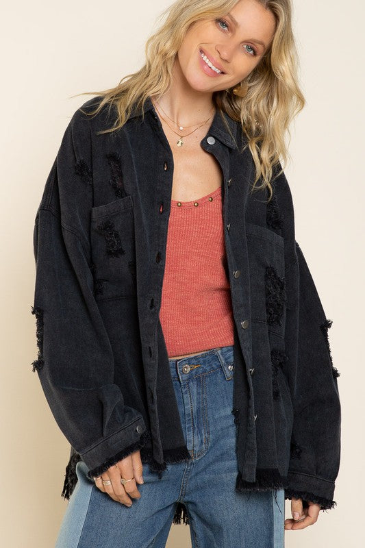 Ashley Distressed Oversized Jacket