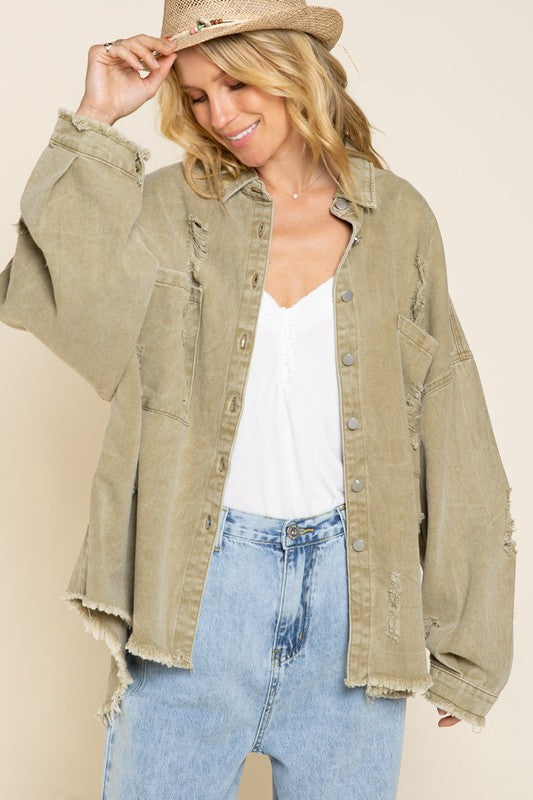 Ashley Distressed Oversized Jacket