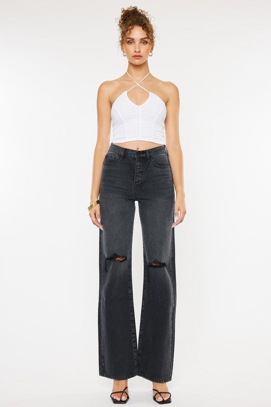 Black Wash Ultra High Rise 90's Flare Jeans KanCan