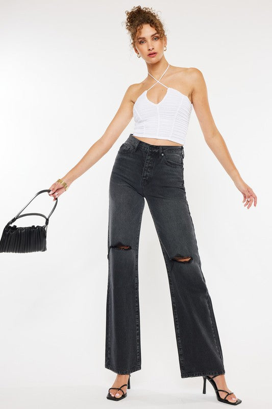 Black Wash Ultra High Rise 90's Flare Jeans KanCan