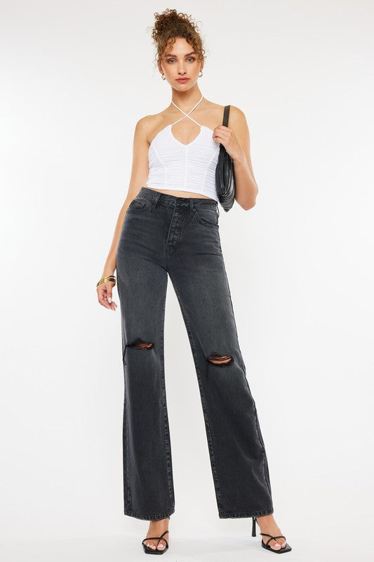 Black Wash Ultra High Rise 90's Flare Jeans KanCan