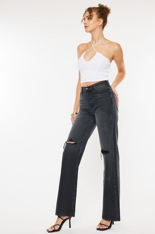 Black Wash Ultra High Rise 90's Flare Jeans KanCan