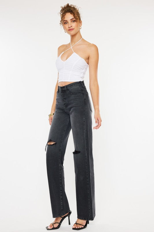 Black Wash Ultra High Rise 90's Flare Jeans KanCan