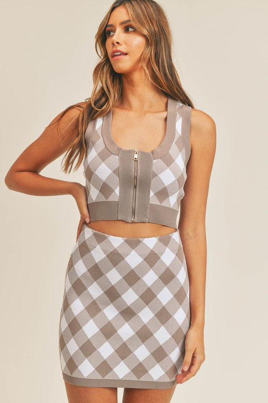 Plaid Crop and Mini Set