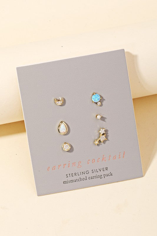 Sterling Silver Star Cluster Earring Set