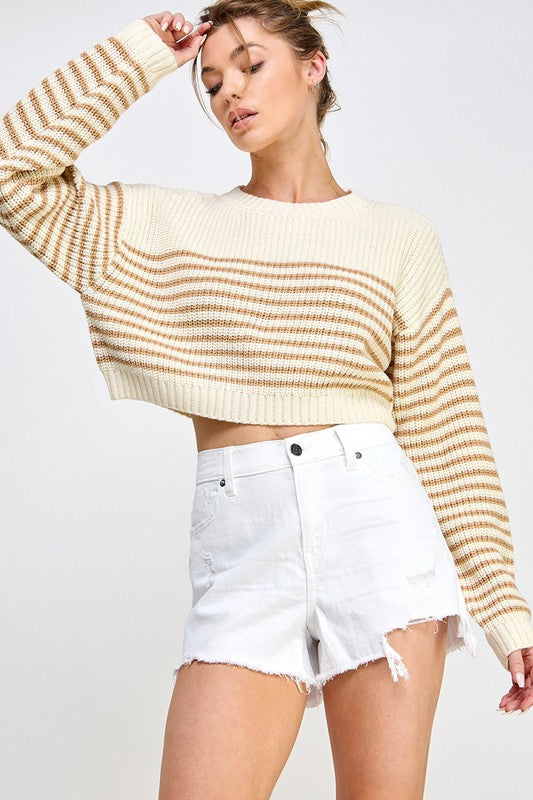 Striped Knit Crop Sweater