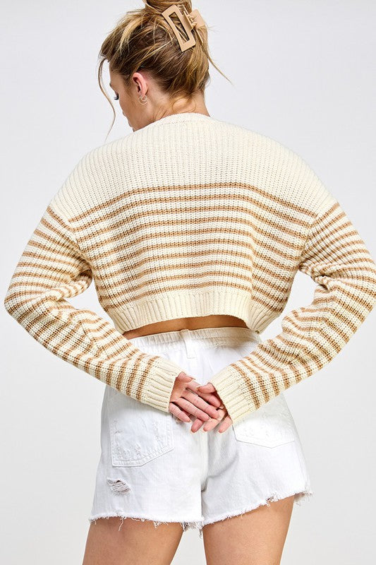 Striped Knit Crop Sweater