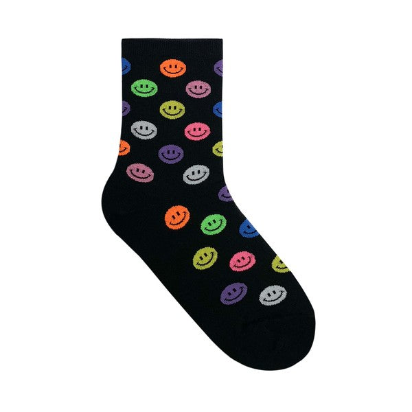 Neon Black Smiley Socks