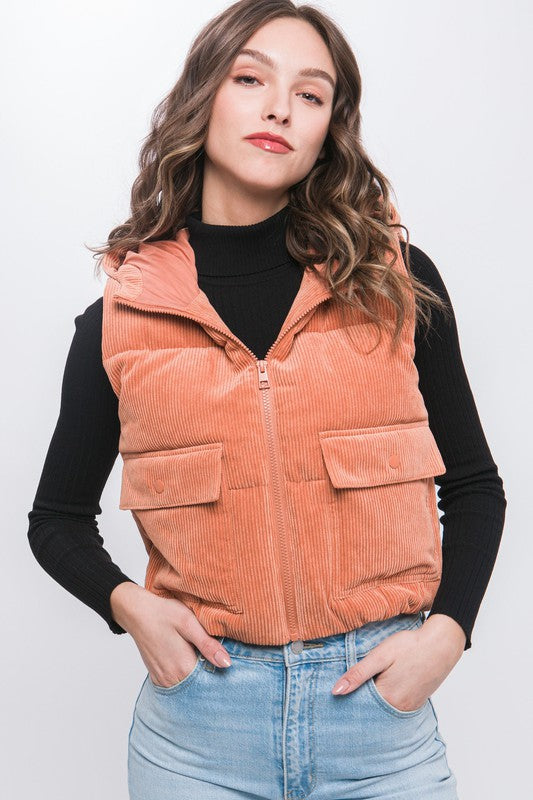 Sugar + Spice Hooded Corduroy Puffer