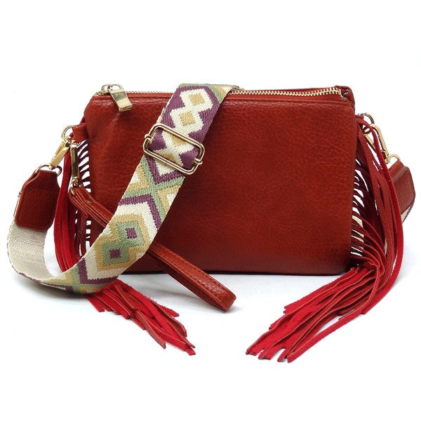 Aztec Guitar Strap Fringe Clutch