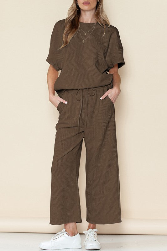 Jamie Textured Tee and Pant Set