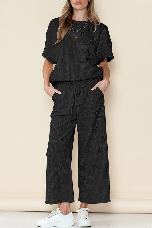 Jamie Textured Tee and Pant Set