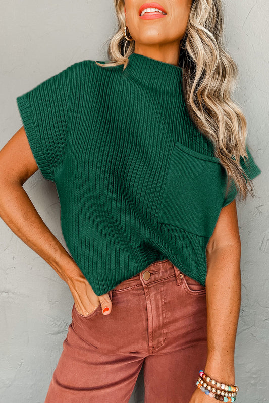 Emerald Patch Pocket Knit Sweater