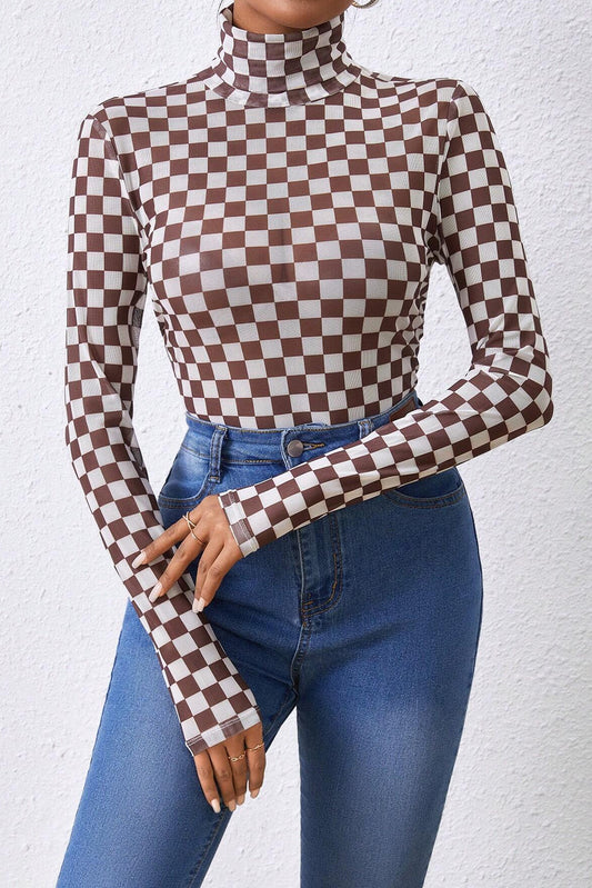 Mocha Checker Bodysuit