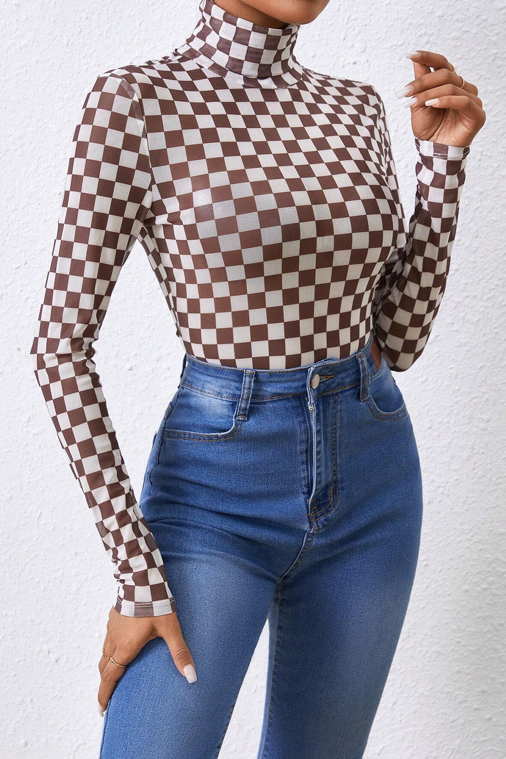 Mocha Checker Bodysuit