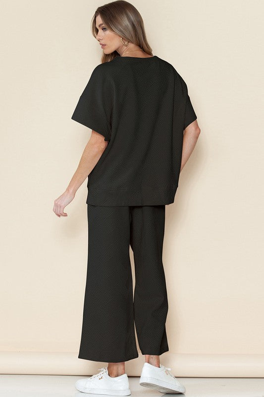 Jamie Textured Tee and Pant Set