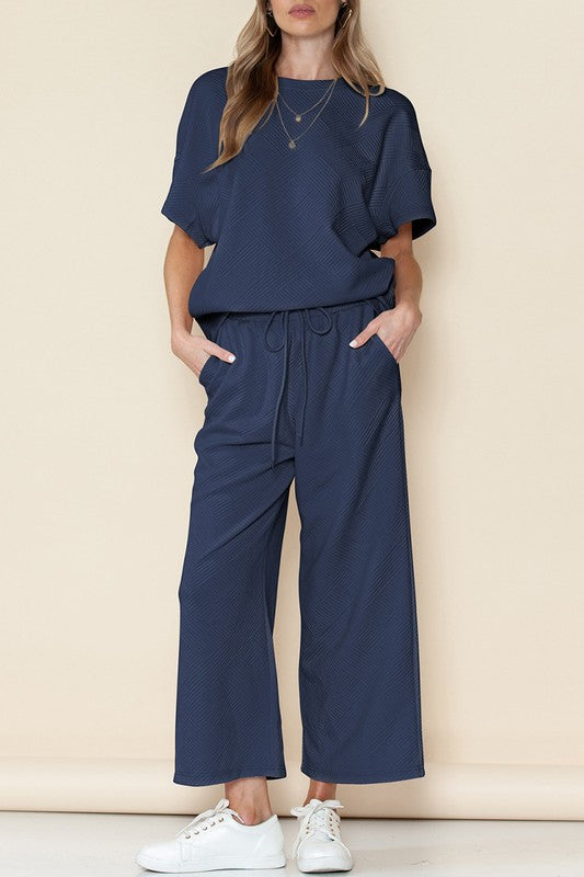 Jamie Textured Tee and Pant Set