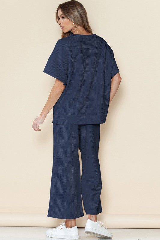 Jamie Textured Tee and Pant Set