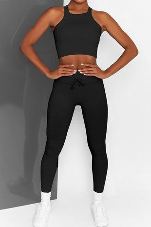 Ribbed Black 2 Piece Workout Set