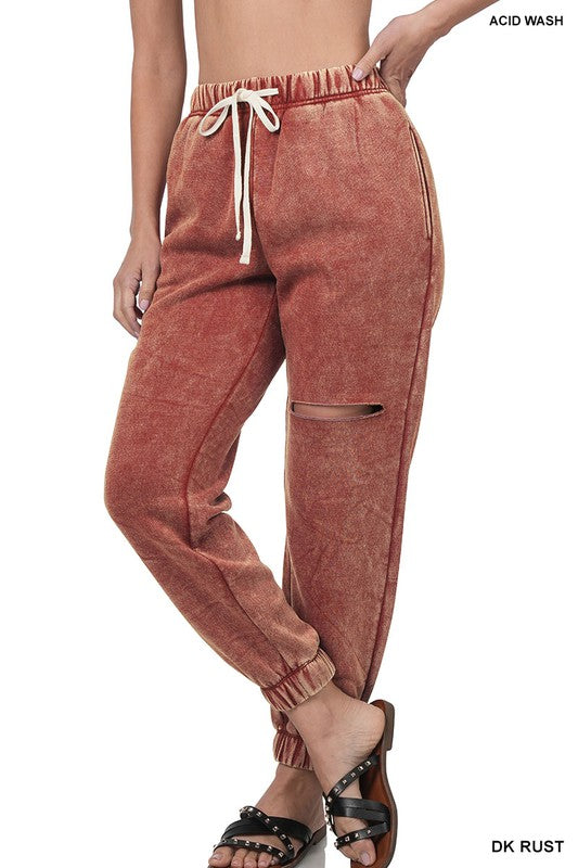 Rusty Acid Wash Distressed Sweatpants