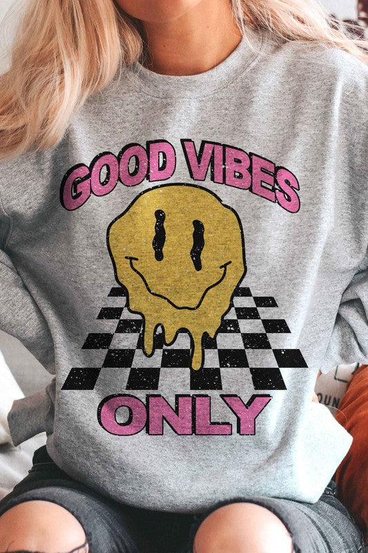 Checkered Good Vibes Only Sweatshirt - TTS - Multiple Colors