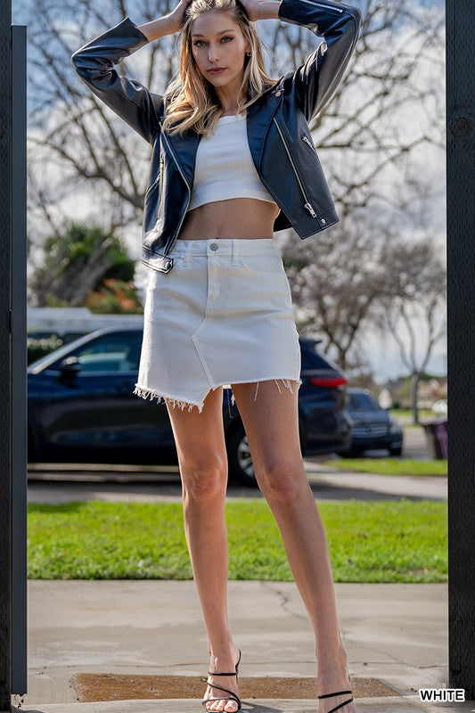 White Asymmetrical Denim Skirt