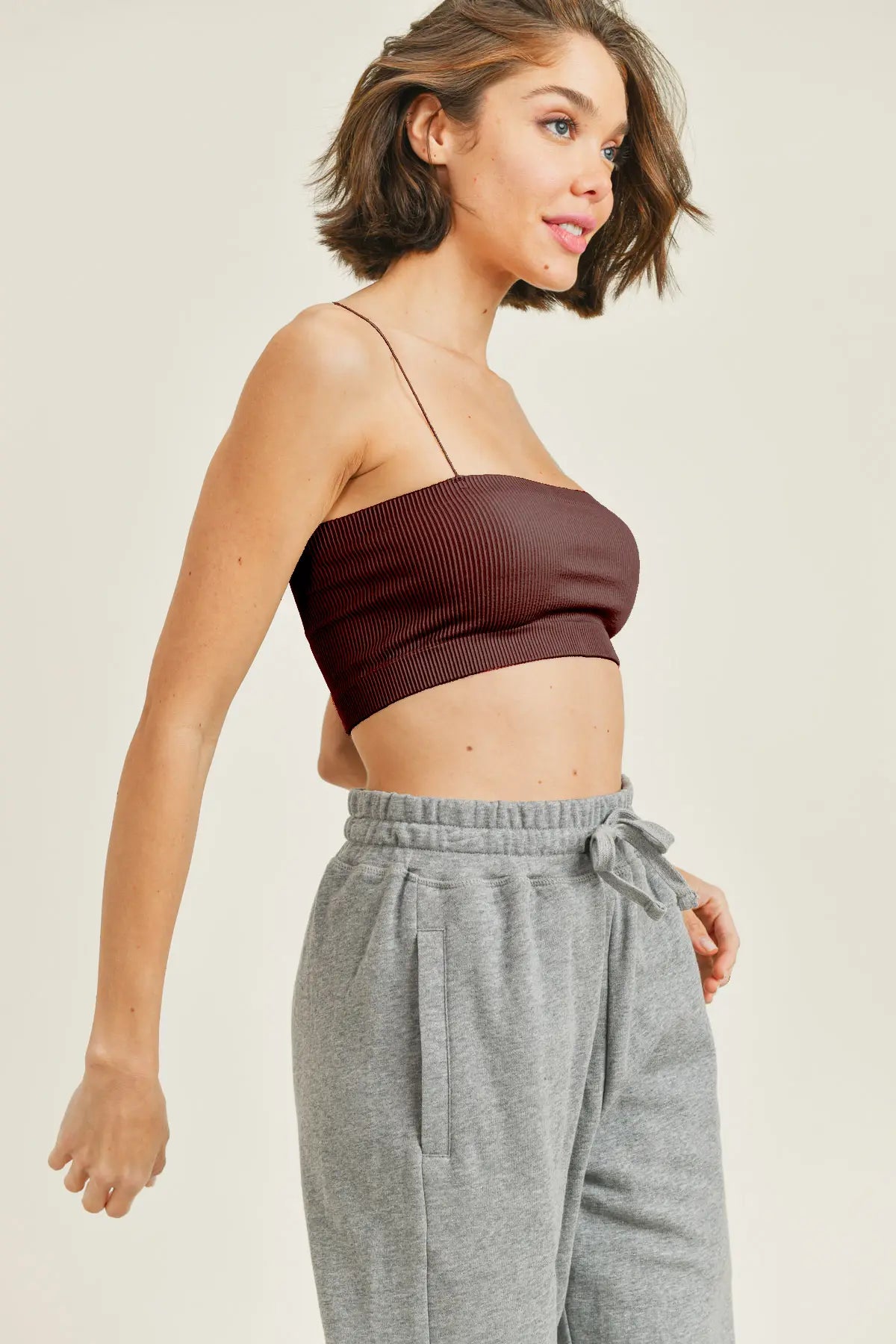 Micro Strap Ribbed Tube Athleisure Top