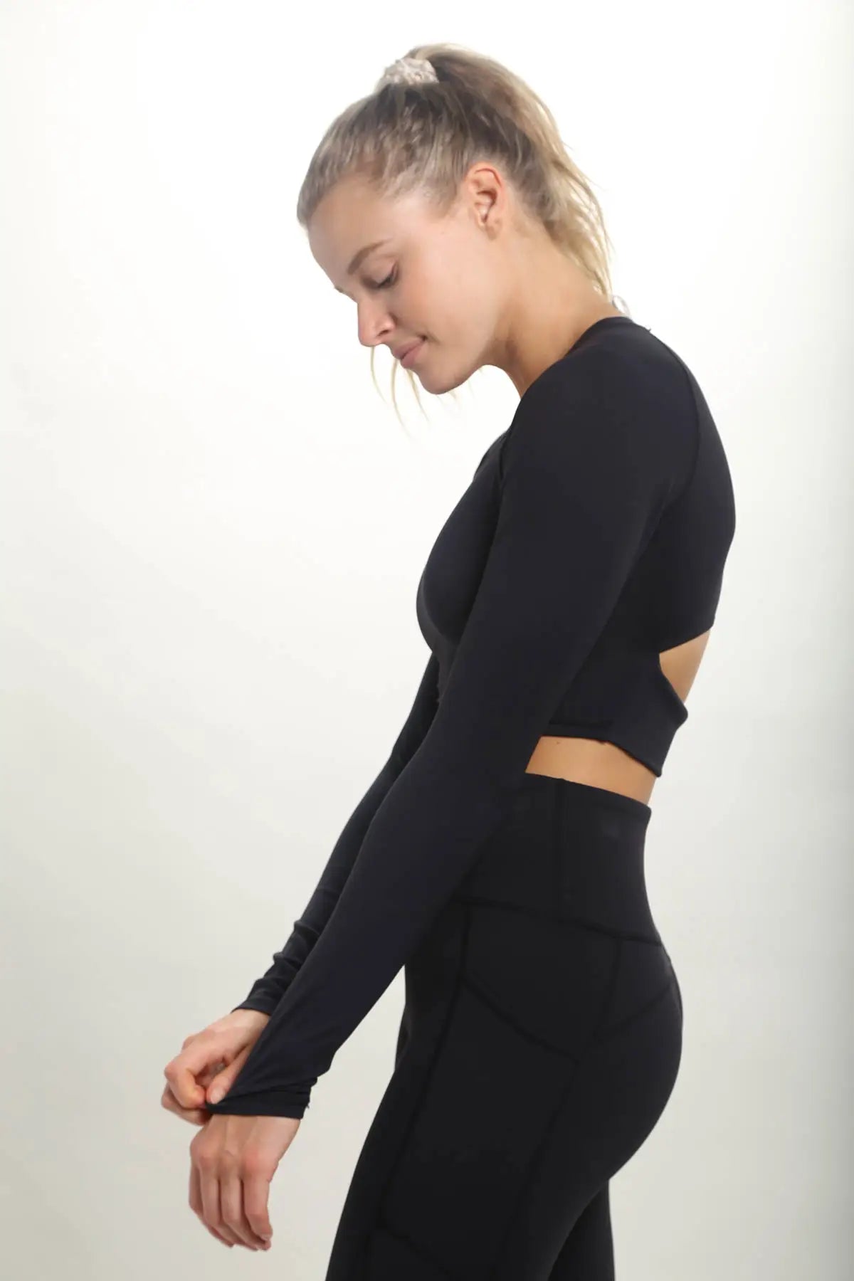 Newport Cutout Back Long-Sleeve Crop Top