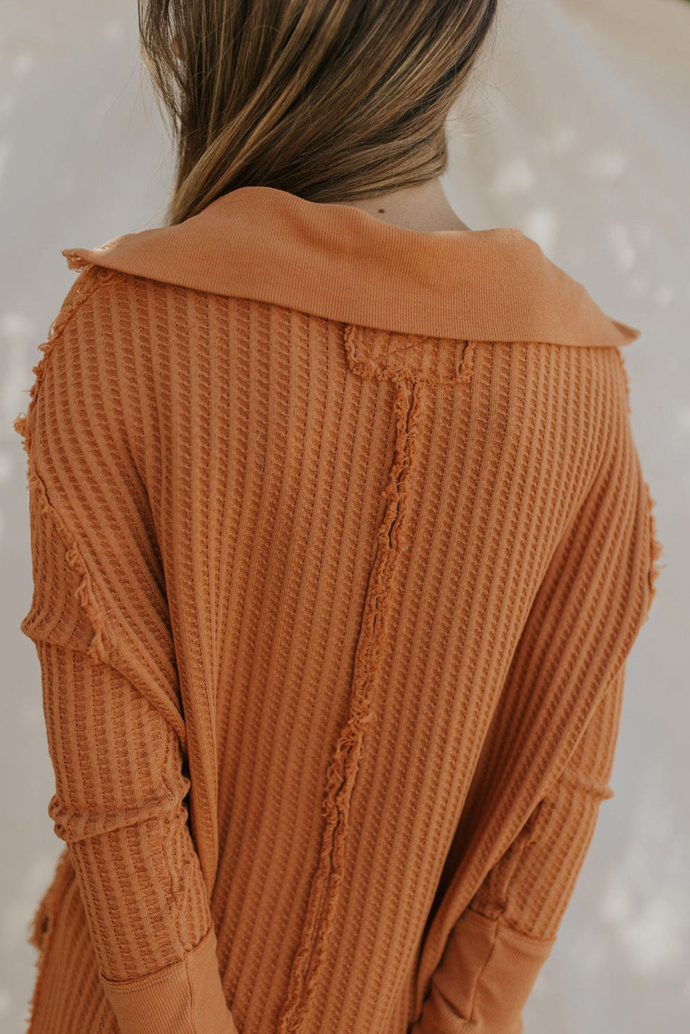 Autumn Orange Waffle Knit Top