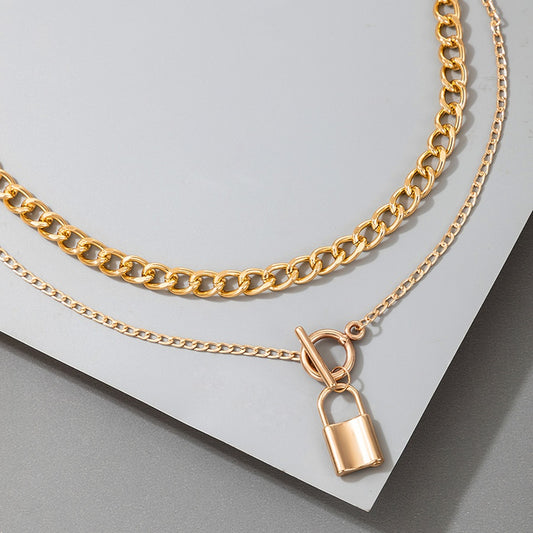 Doublelayer Gold Lock Necklace