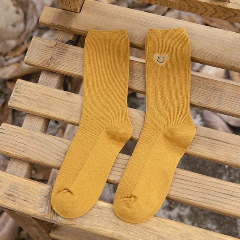 Be Happy Heart Smiley Face Socks