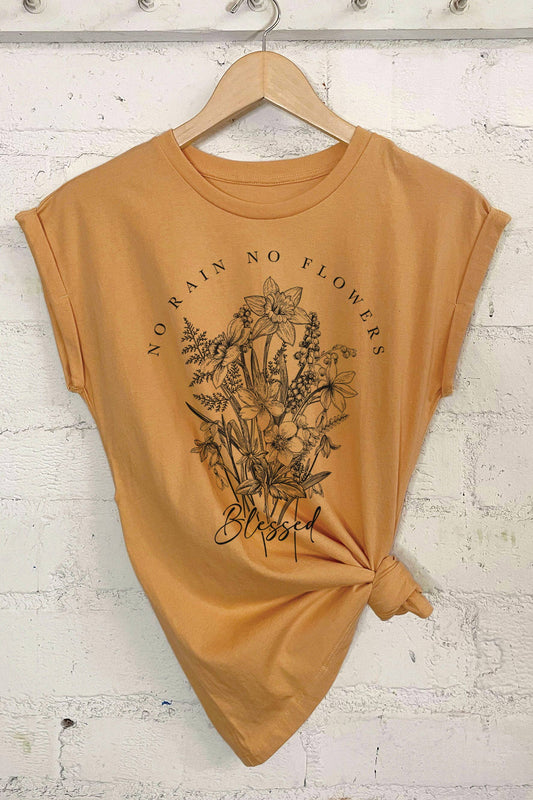 No Rain No Flowers - Toasted Almond Tee