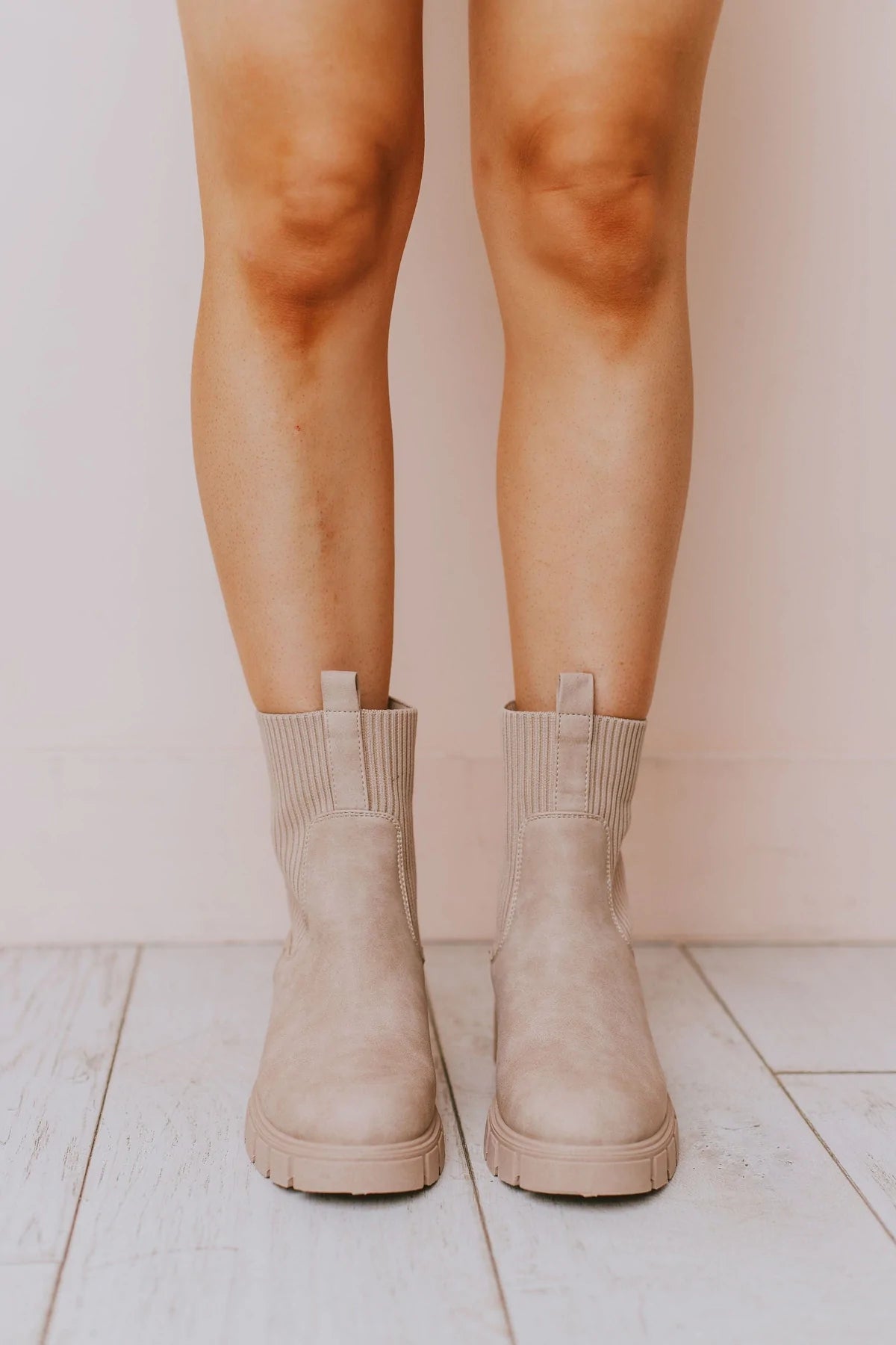 Renley Taupe Heeled Sock boots